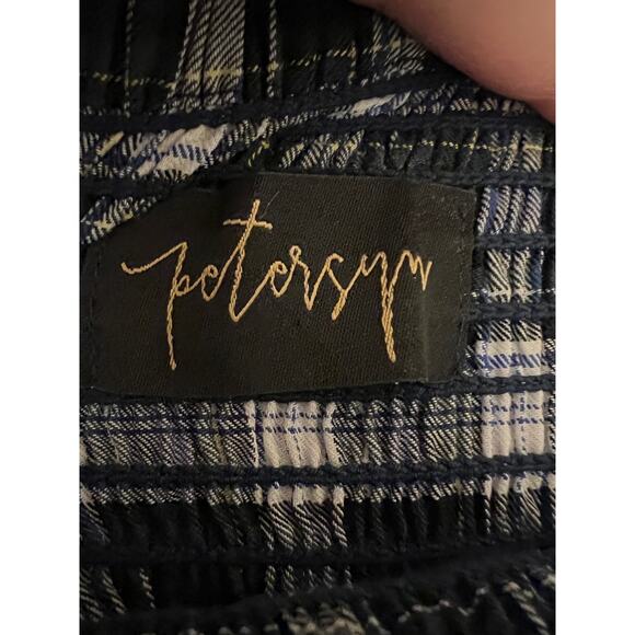 Petersyn 'Blaine' Dover Check Off-the-Shoulder Peplum Top M Plaid Academia Boho - Picture 5 of 11